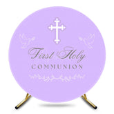 Aperturee - Aperturee Purple First Holy Communion Round Baptism Backdrop